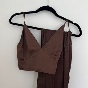 Abercrombie & Fitch Brown Satin Set